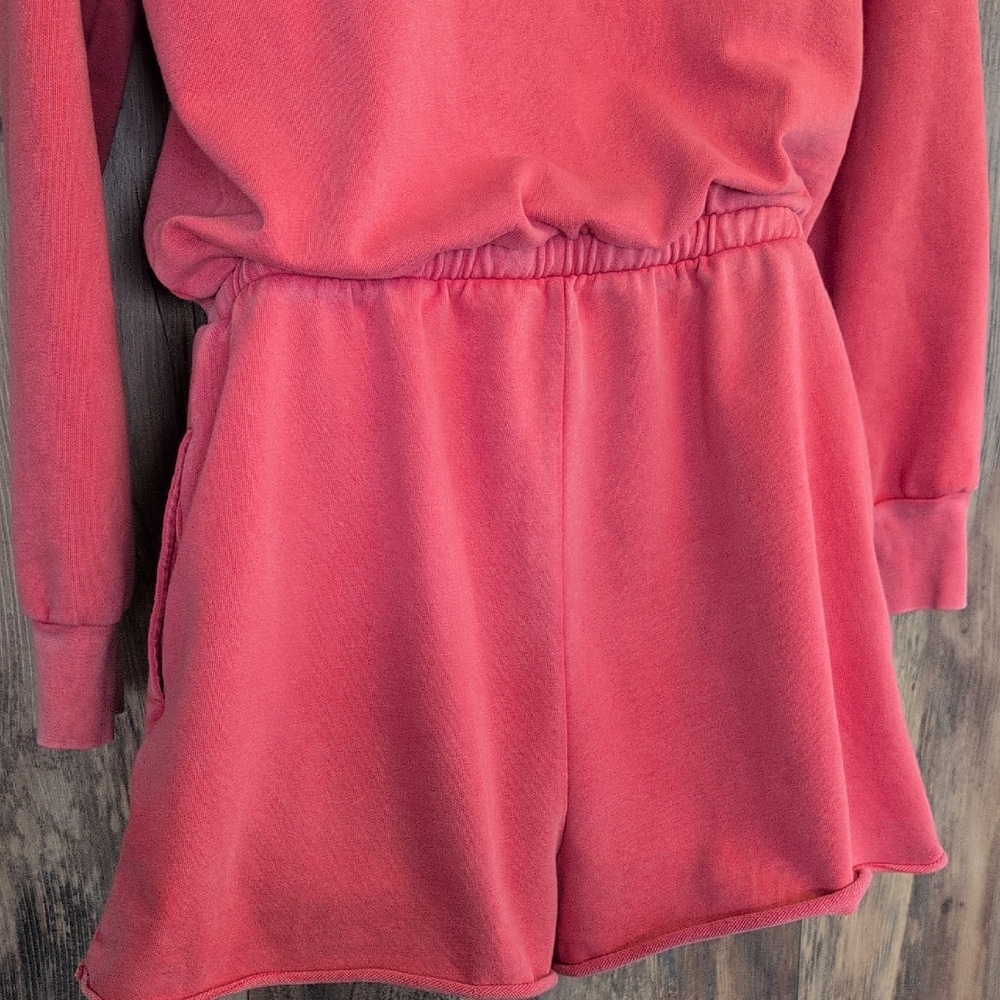 Aerie Pink Long Sleeve Cut Neck Sweatshirt Jumpsuit Romper S              Q121 - Picture 5 of 8